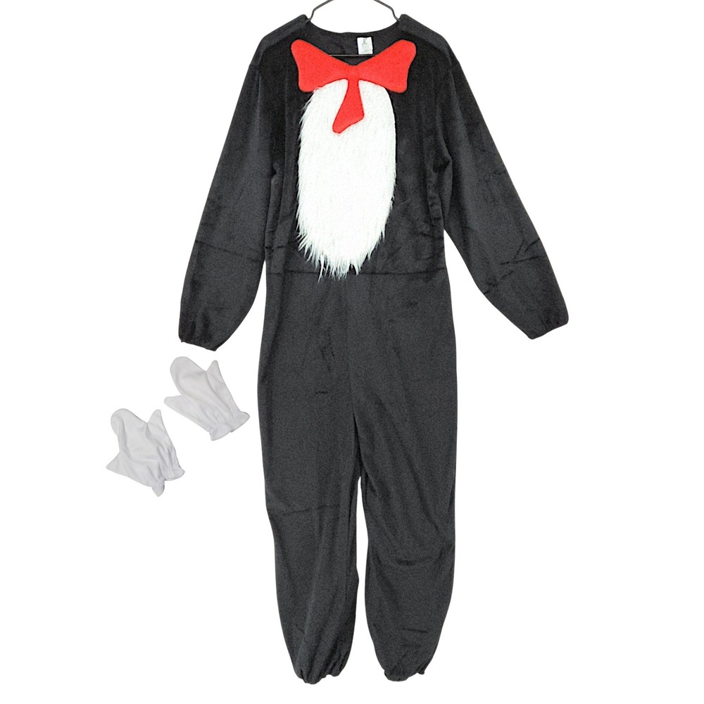 Spirit Dr Seuss Costume S-M Mens Black Cat in the Hat Jumpsuit Mittens NO HAT